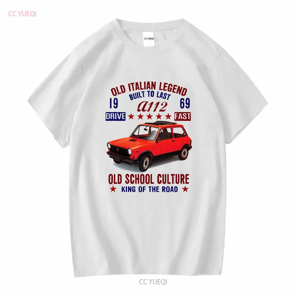 VINTAGE ITALIAN CAR AUTOBIANCHI A112 1969 NEW COTTON T SHIRT Long Sleeves Vintage Washed Unisex Fashion Graphic Stylish Soft