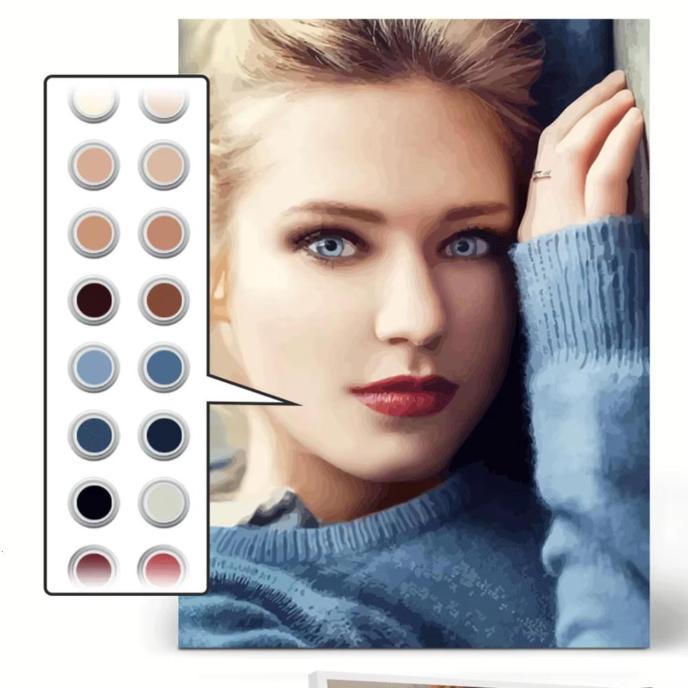 Фото на заказ Масляная живопись по номерам Картины Рисование Холст Раскрашивание Семейный портрет Домашнее украшение DIY Подарок