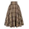 Women Midi Skirt Plaid Print High Waist A-Line Skirt Large Hem Design Slimming Effect Autumn Winter Skirt