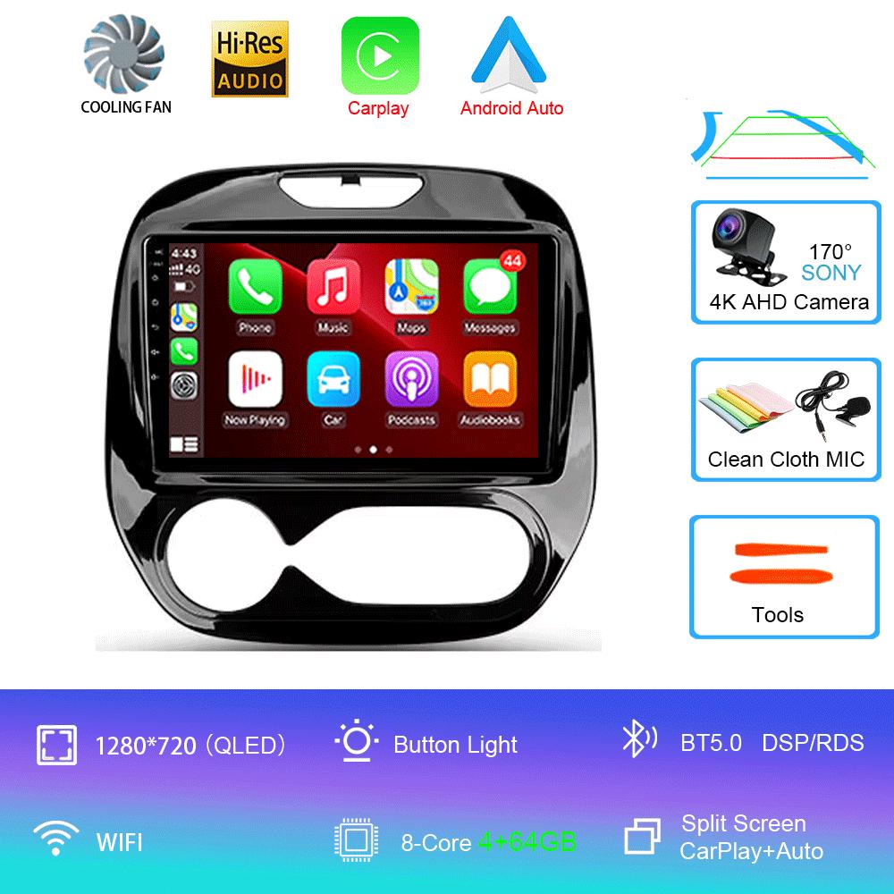 Автомобильное радио Android 14 Carplay для Renault Kaptur Captur 2016 - 2019 Навигация GPS Мультимедийный проигрыватель WiFi+4G Стерео видео Авто BT