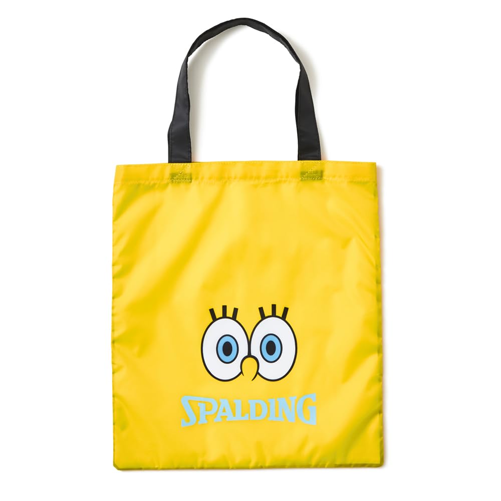 SPALDING Packable Tote Bag, SpongeBob SquarePants Eyes, Yellow, W37 X H42cm, 50-026SBE