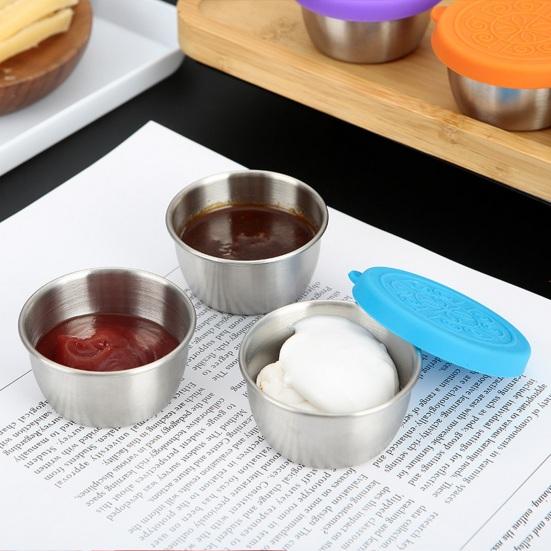 40 мл чашка для соуса из нержавеющей стали, герметичная силиконовая крышка, многоразовый контейнер для ланча, держатель для приправ, не содержащий BPA