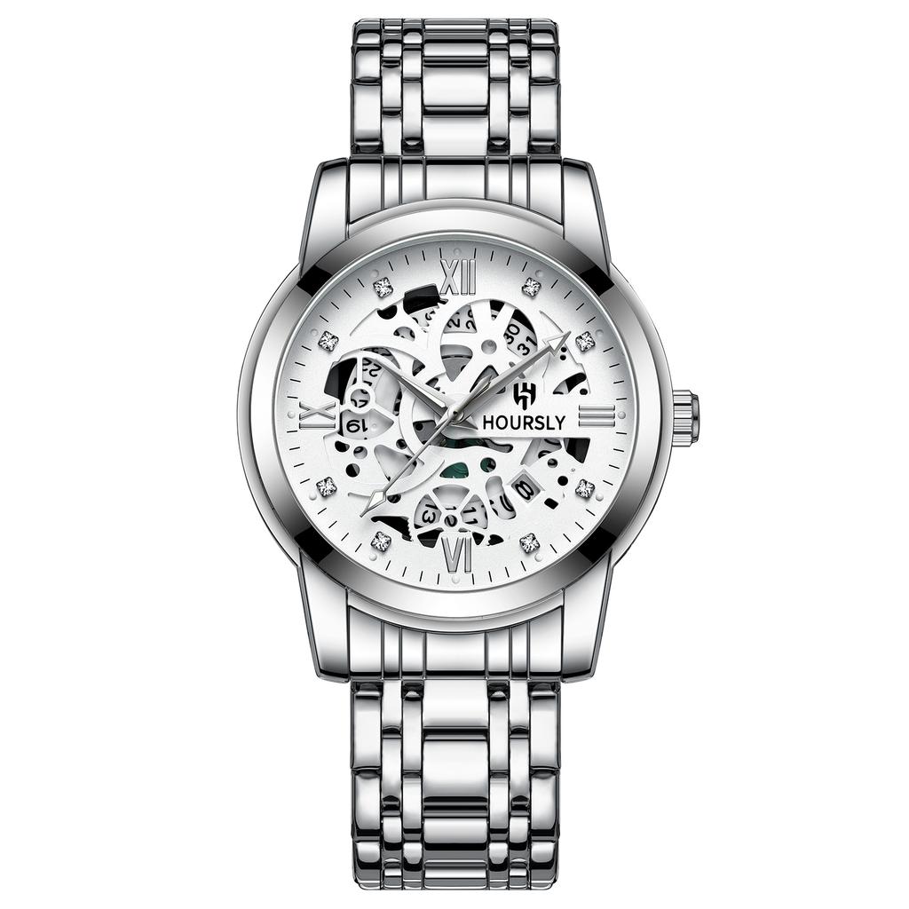 Новые деловые мужские кварцевые часы для отдыха, модные и трендовые, водонепроницаемые, с ночной подсветкой, кварцевые часы с бриллиантовой инкрустацией