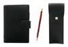 Eco B7 Cowhide Mini System Notebook и пенал с круглыми кнопками, черный SD, шариковая ручка с мраморным узором, набор для всех металлических блокнотов, красный