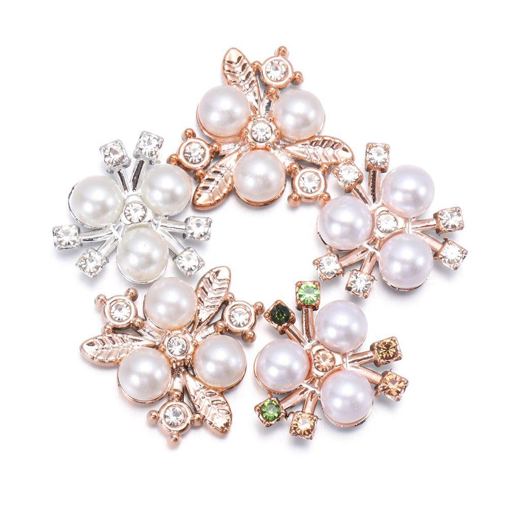 Apparel Sewing Flower-shaped Crystal Headwear Clip Pearl Button Pearl Hairpins Rhinestone Buttons