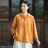 Винтажные женские рубашки с капюшоном однотонные осенние с длинным рукавом карманы свободные на пуговицах повседневные блузки