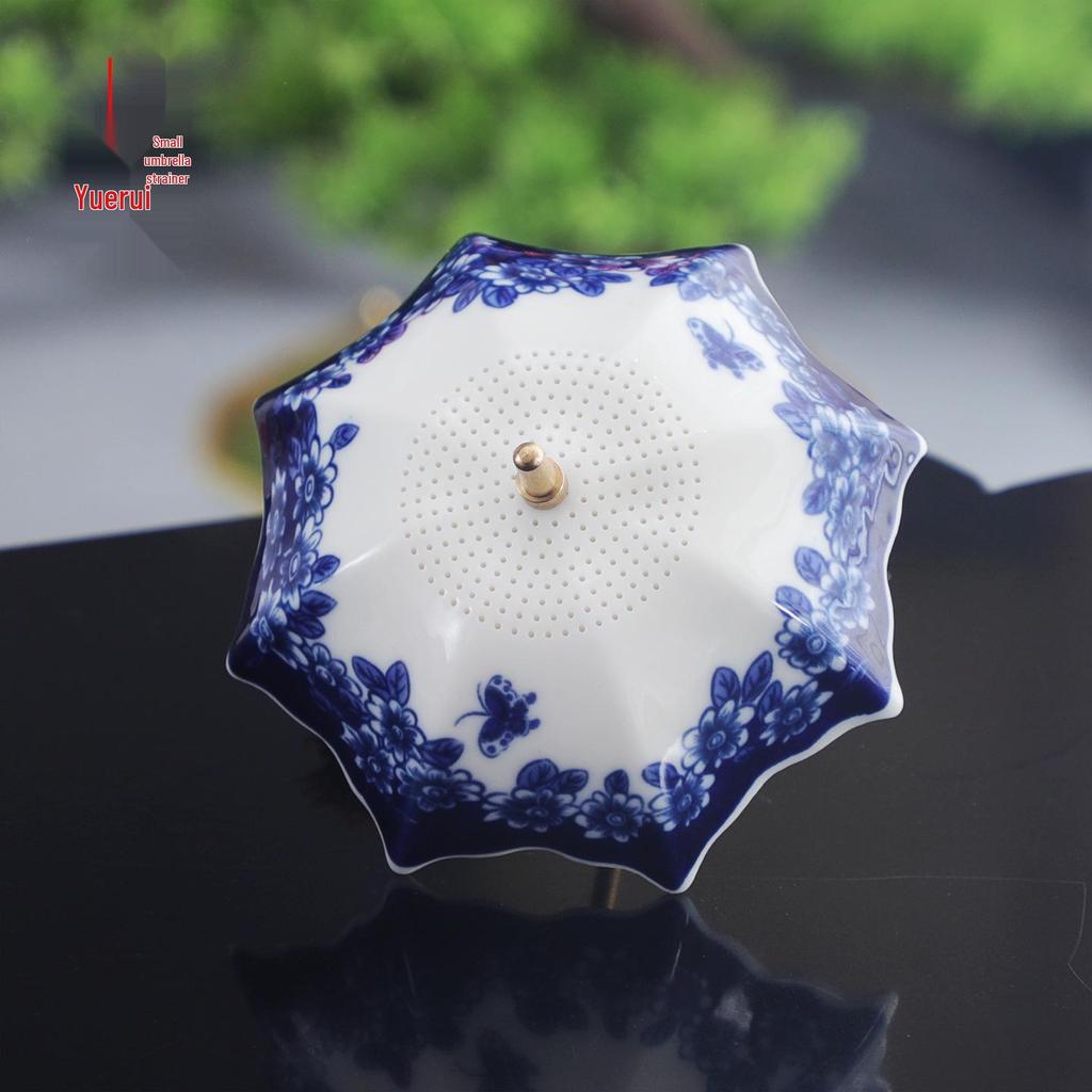 Jingdezhen Blue & White Porcelain Tea Infuser Set - Ceramic Strainer for Chinese Tea Ceremony