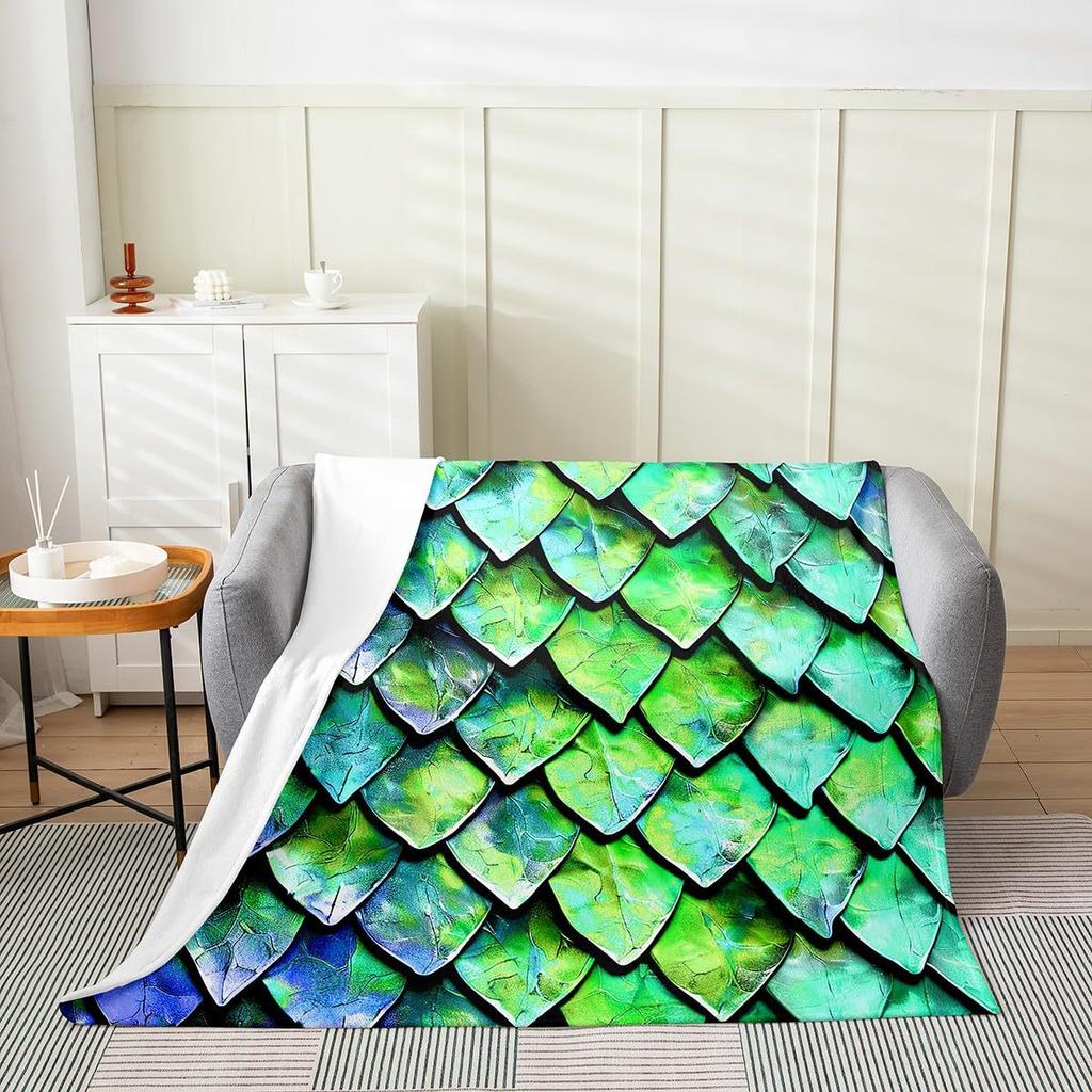 Dragon Scale Print Blanket Flannel Blanket Lunch Break Blanket Blanket