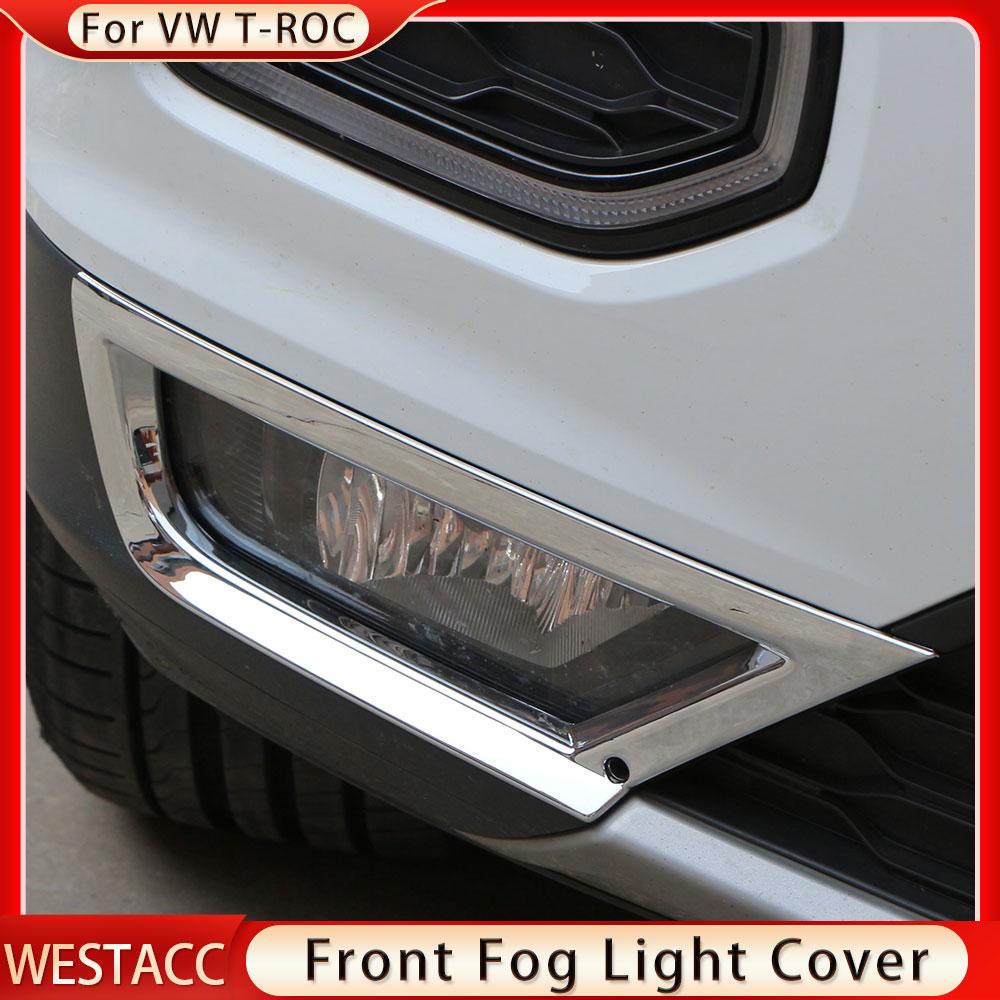 2 шт. хромированная передняя противотуманная фара автомобиля, накладка на крышку, наклейка для VW Volkswagen T-ROC TROC 2018 2022 2023