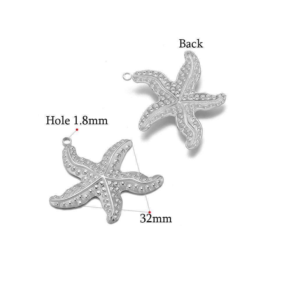 5pcs Gold Starfish Shell Charms for DIY Jewelry Accessories Stainless Steel Necklace Pendant Bracelets Findings Earrings Making