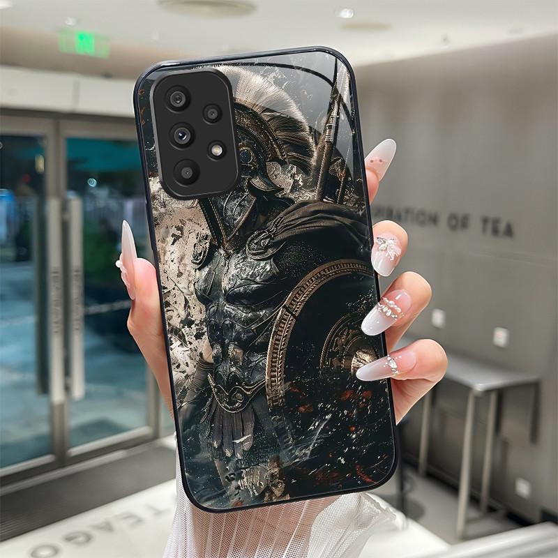 Cute Cartoon Cats Flower Case For Samsung Galaxy A52 A52S A72 4G 5G Tempered Glass Phone Case Protective Back Cover Hard Shell
