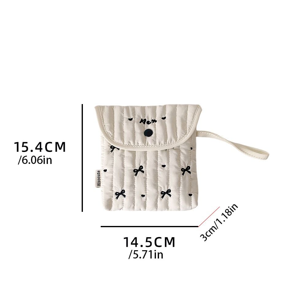Menstruation Towel Storage Embroidery Cherry Cosmetic Bag Large Capacity Bow Makeup Bag  Women