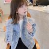 Джинсовые куртки для маленьких девочек, осенне-весенние джинсы, кружевные пальто с длинными рукавами, верхняя одежда, ковбойская верхняя одежда, детская одежда