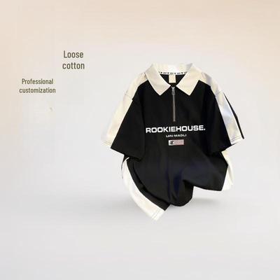 Женская повседневная рубашка-поло с коротким рукавом из хлопка в американском стиле