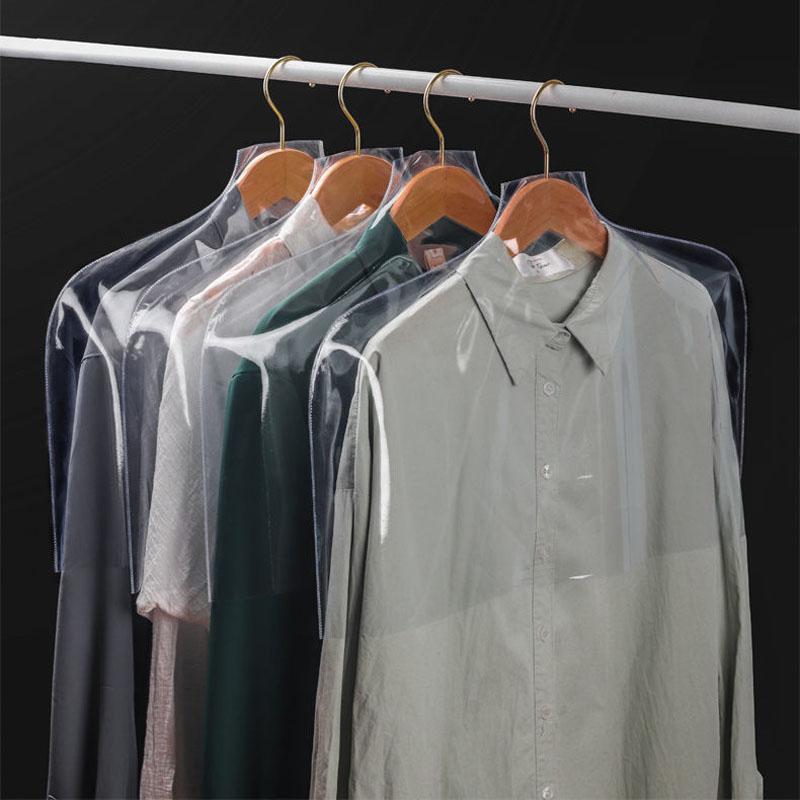 10 Pcs/Lot Coat Dust Cover Translucent Half-body Dust Cover Household Hanger Wardrobe Hanging Bag PVC Suit Shirt Storage Bag