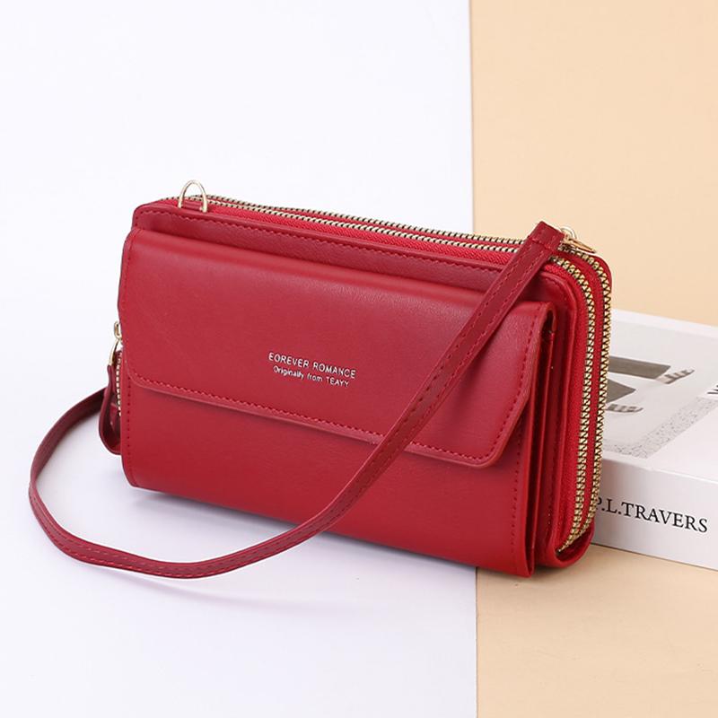 Женская сумка-мессенджер, большая вместительная сумка для мобильного телефона, модная сумка на плечо с двойной молнией, сумка для мобильного телефона