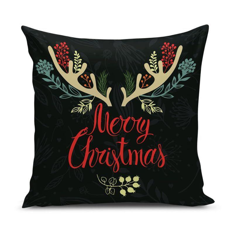 Decorative Printed Merry Christmas Theme Cushion Cover Xmas Decorations for Sofa Living Room Set of 5 12 x 12 inch Multi