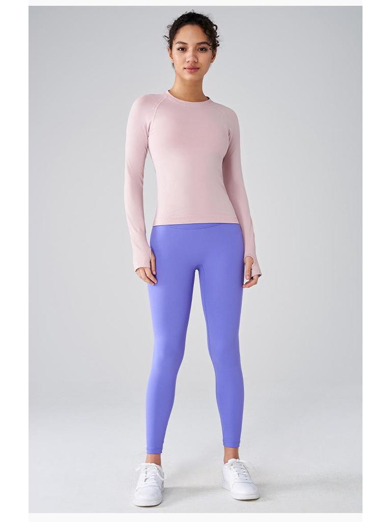 Женская спортивная футболка с длинным рукавом и круглым вырезом - облегающая, дышащая, модная, для фитнеса и йоги