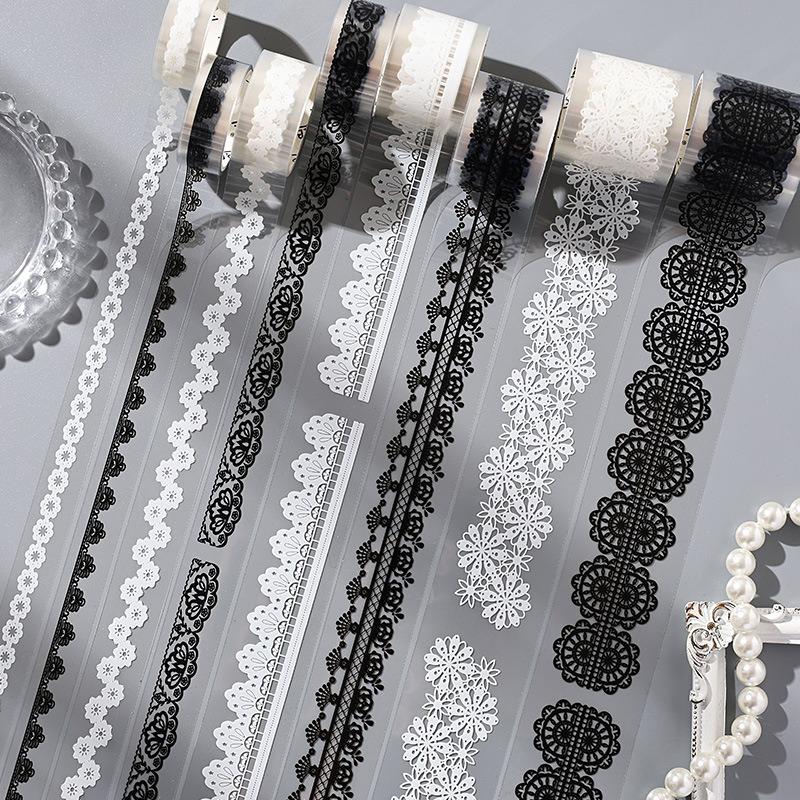 Изысканное кружево - Клейкие ленты с бордюром: Идеально для украшения самодельного журнала Изысканные клейкие декоративные материалы