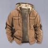 Men Thermal Jacket Hooded Drawstring Long Sleeve Solid Color Jacket with Pockets