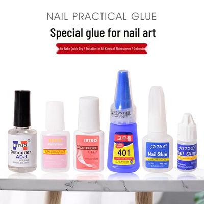 Набор для ногтей: Быстросохнущий клей, наклейки со стразами, кисти, клейкие накладные типсы и дебондер