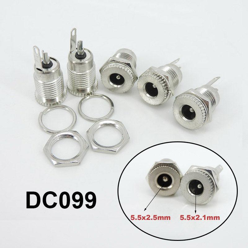 DC099 DC Power Jack Socket Female Panel Mount Connector Metal 5.5 mm x 2.1mm DC-099 Open Hole 11MM 5.5*2.1 5.5*2.5