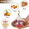 Metal Ramadan Tray with Clear Dome Acrylic Lid Mini Cake Candy Tray Reusable Dessert Tray Round Food Storage Organizer for Nuts