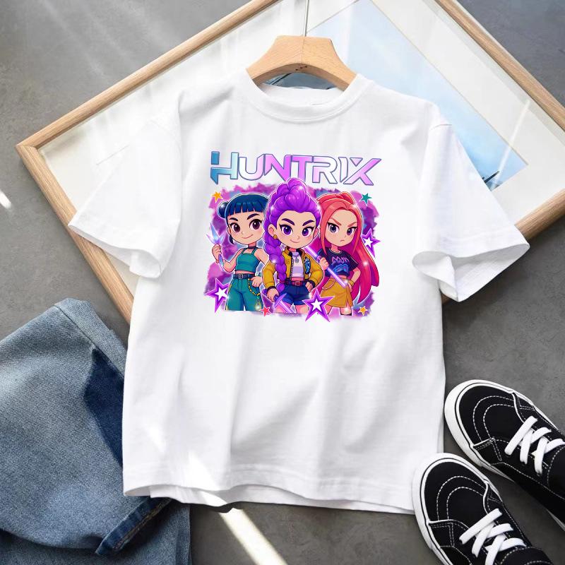 Детская одежда K-pop Demon Hunters Футболка с коротким рукавом Милая K-pop Demon Hunters Тигр Харадзюку Футболка для мальчиков девочек