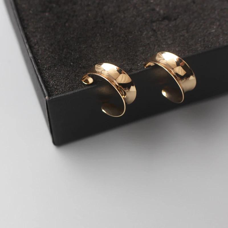 C-shaped Stud Earrings for Women Curved Surface Personality Earring Gold Color Metal Earrings Femme Unusual Earrings Orecchini