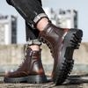Модные мужские удобные ботинки для мотокросса с толстой подошвой, мужские уличные высокие ботинки 2024 года из натуральной кожи, универсальные мужские теплые зимние ботинки