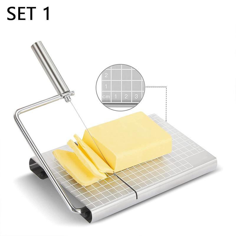 Multifunctional Stainless Steel Butter Cheese Ham Slicer Cutter with Scale Kitchen Cutting Tool Bar Accessory 6