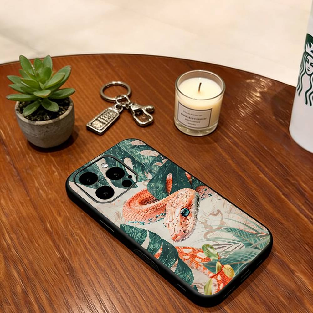 Чехол для телефона со змеей для iPhone 17, 16, 15, 14, 13, 12, 11 Plus, Pro Max, Другие Мягкий силиконовый черный чехол