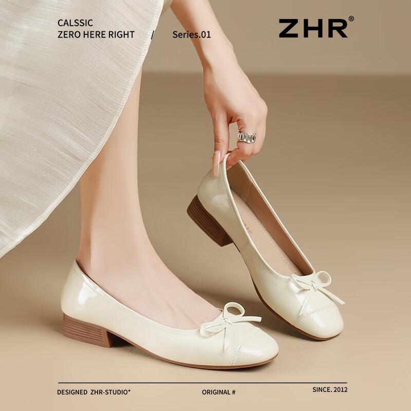 ZHR Женские лоферы на толстом каблуке с бантом AH610