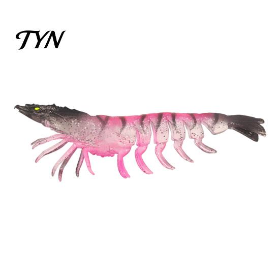 Reefs Fishing Lures 9.5cm/4.8g TPE Soft Bionic Shrimp Bait, Realistic Glitter Lure, Simulation Prawn Swim Bait for Freshwater Saltwater Trout