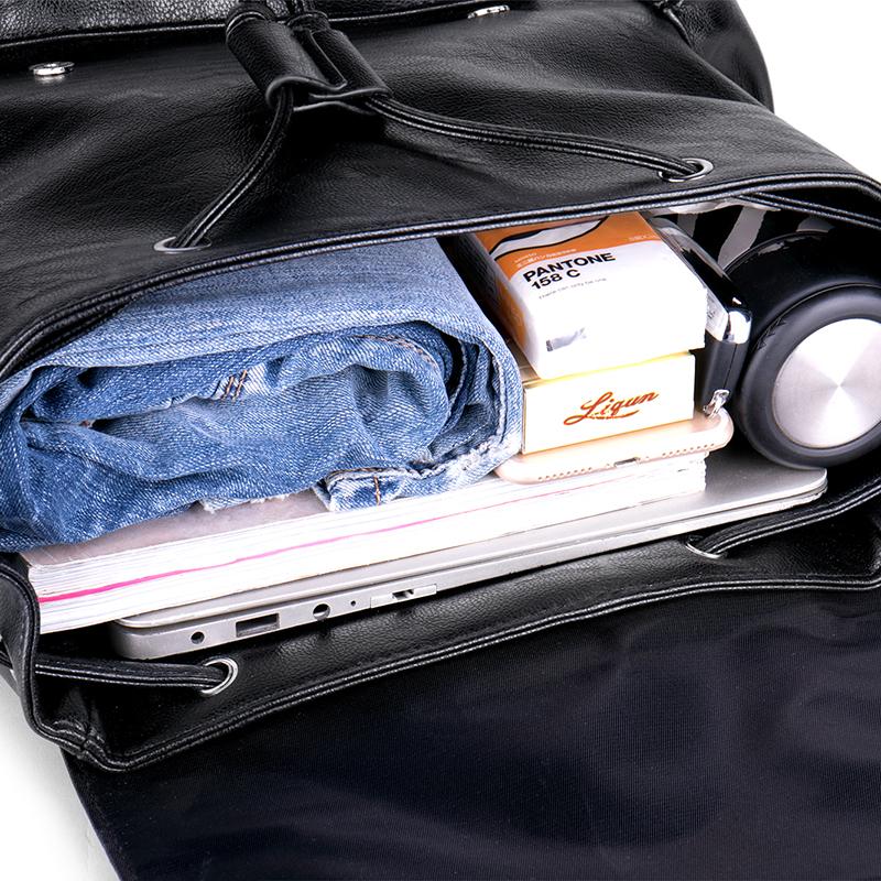 Large Capacity Leather PU Men's Backpack Expandable Backpack USB Charger Travel Computer Laptop Students Fashion