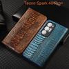 Флип-кейс из натуральной кожи с узором под страуса для телефона Tecno Spark 30 30C 40 40C Pro Plus, чехол-книжка с отделениями для карт, защита от царапин