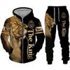 The Lion King 3D Print Men Women Kids Zipper Hoodies Suits Casual Sportwear Two Piece Sets Animal Pattern Jacket Pants Tracksuit