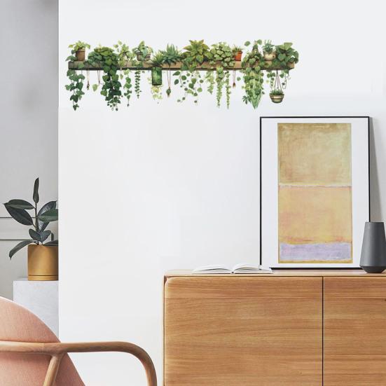 90x30 см наклейки на стену с зелеными растениями, водонепроницаемые, самоклеящиеся, из ПВХ, современная гостиная, детская спальня, растение в горшке, зелень, настенное художественное украшение, наклейка