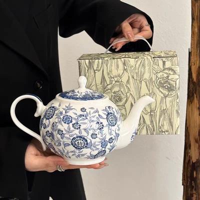 Китайский орхидеево-синий и белый бытовой холодный чайник, высококлассный ретро керамический чайник, нишевый креативный чайник для гостиной в подарок
