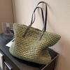 2023 Women's High-Capacity Textured Straw Tote: Versatile Single-Shoulder Woven Bag for Spring & Summer