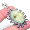 Natural Moss Prehnite Gemstone 925 Sterling Silver Gift Pendant 2.36" q7P59