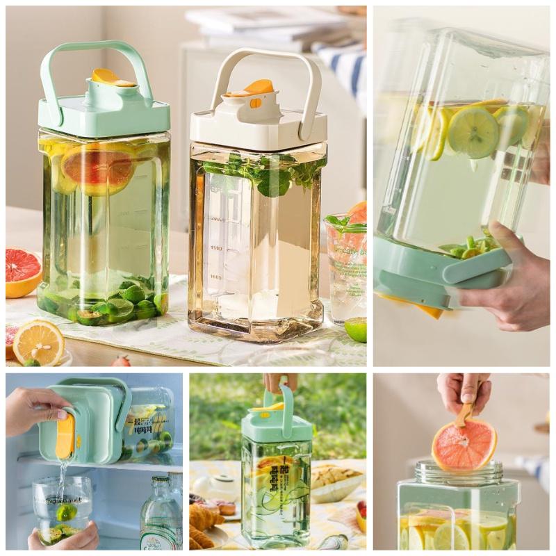 Кувшин для ледяной воды большой емкости в современном простом стиле с краном зеленый/белый