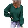 Autumn Winter Tops Plus Loose Knit Sweater V-neck Long Sleeves Solid Color Pullover Fashion Casual Sweater Women
