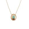 [R7716] - Gold Plated Necklace 'Cléopatra' Golden Green (amazonite) - 13x12mm