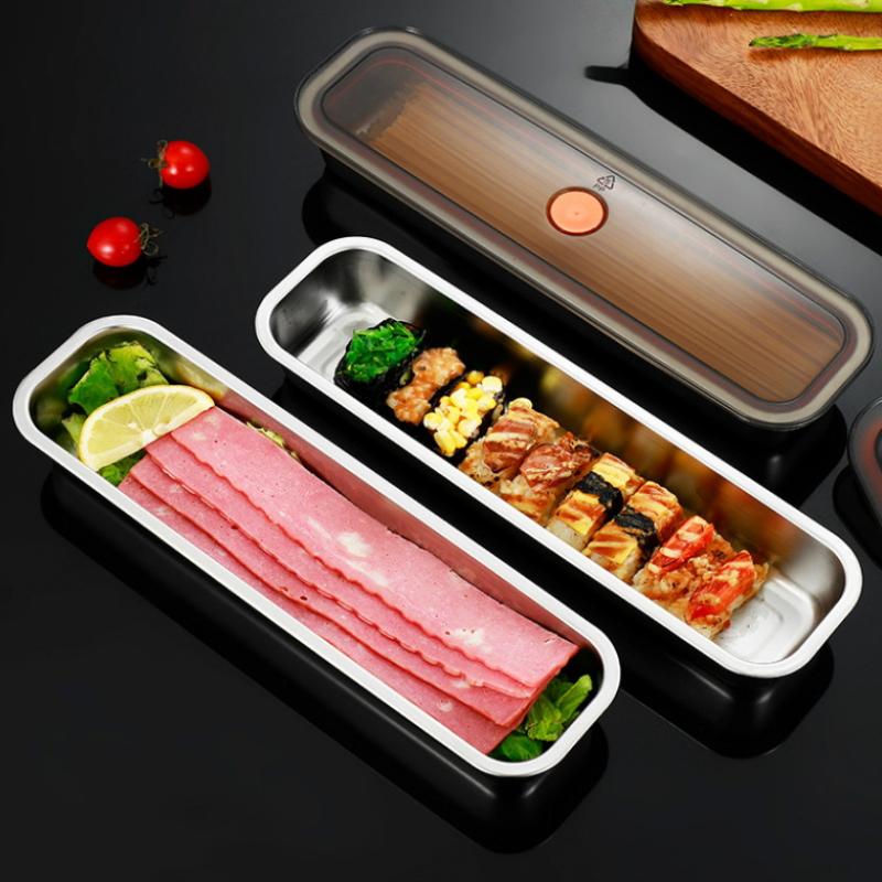 Поднос для бекона из нержавеющей стали 201 с крышкой, подходит для фруктов, овощей и мяса, для уборки кухни и хранения в холодильнике