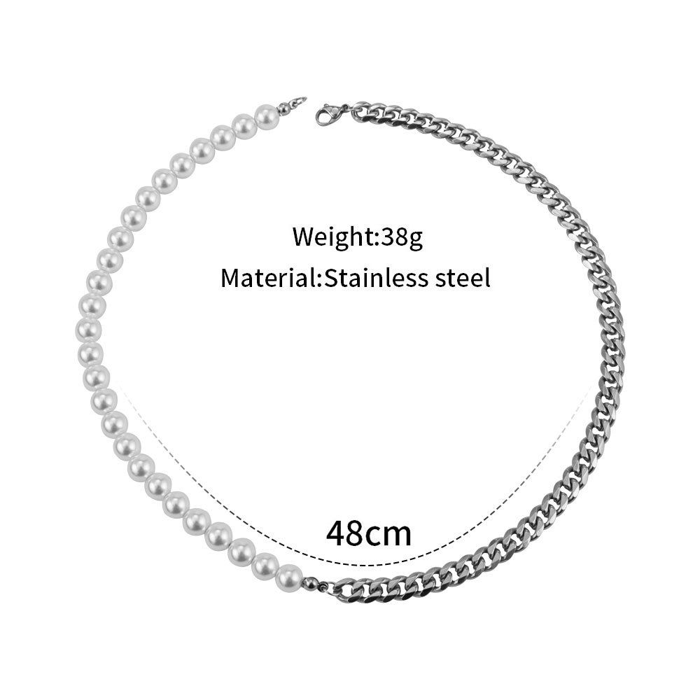 Мужское колье, корейское модное ювелирное изделие из нержавеющей стали, кубинская цепочка, мужская цепочка на ключицу, жемчужное ожерелье