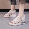 Hollow Buckle Sandals Women's Outer Wear 2025 Summer New Open-toed Casual Retro Flat Roman Shoes Sandals