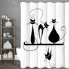 Black Cartoon Cat Shower Curtain, Bathroom Decorative Shower Curtain, Waterproof Shower Curtain with Hooks