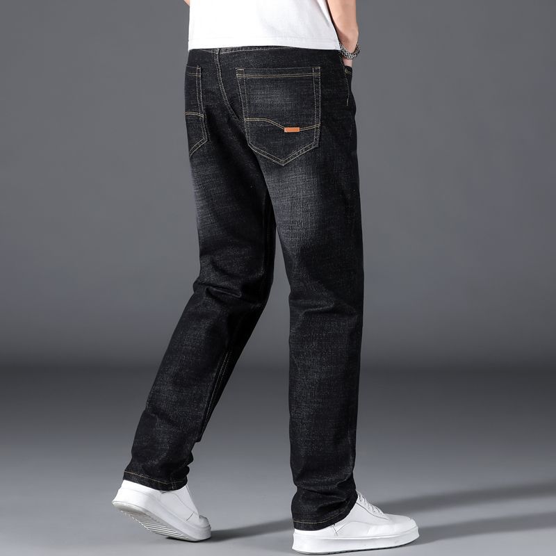 Флисовые утепленные джинсы эластичные большого размера свободные и для полных, повседневные теплые брюки с высокой талией