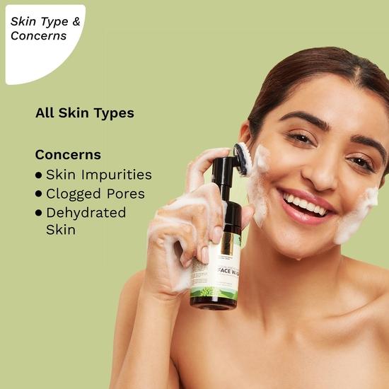 PILGRIM Spanish Squalane Foaming Face Wash |Face Wash with brush|Non Drying Cleanser for Face |For Men & Women | 120ml